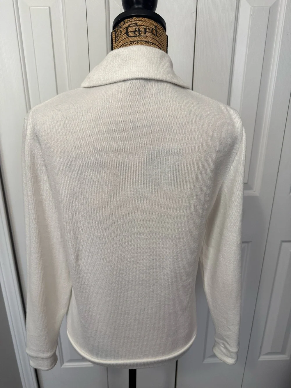 WHBM White Knit Polo V-Neck Sweater